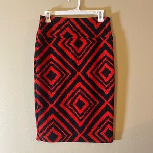 NWOT Black and Red Diamond Print LuLaRoe Cassie Pencil Skirt Sz M